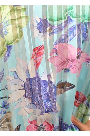 Tunica aperta copricostume in seta a fiori Capri Chic | COPRICOSTUMEFIORIAZZURRO